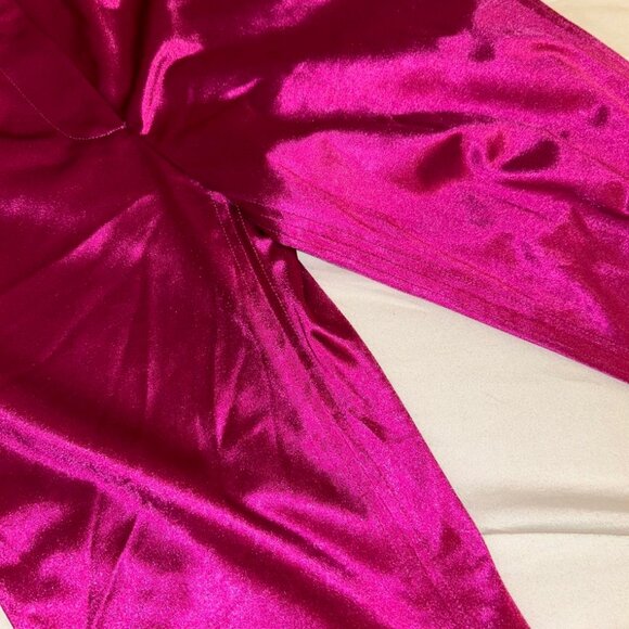 I AM GIA Fuchsia Satin Strapless Bustier Top Flare Pants Two Piece Set - Small - Picture 4 of 8